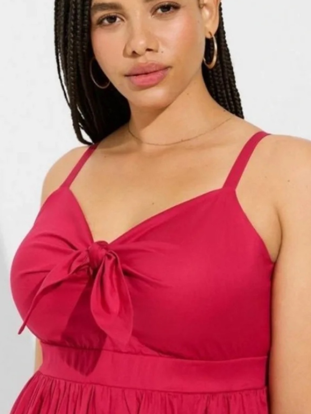 TORRID Mini Poplin Tie-Front Skater Dress Berry Size 0/L - Picture 12 of 13
